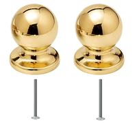 Paire de boutons ronds pour meubles de porte, armoires, tiroirs de chevet, portes - Bouton rond pour meubles - Petit bouton en zamak couleur laiton brillant