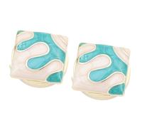 Paire de cache-boutons géométriques, cyan | Aspect métal doré avec fermeture à charnière