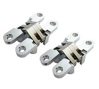 Paire de charnières de portail invisibles en acier inoxydable - Boîte en bois chromé satiné - Pour porte coulissante - 117 mm