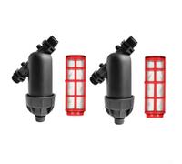 Paire de filtres à eau en ligne en forme de Y avec écran en maille 120 pour systèmes d'irrigation goutte à goutte, compatibles avec tuyaux d'arrosage 1,9 cm et raccords NPT de 1,9 cm, noir et rouge