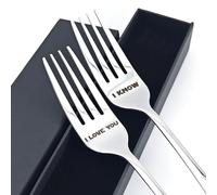 Paire de fourchettes pour couple avec inscription « I Love You/I Know » gravée au laser avec coffret cadeau, cadeau de Saint-Valentin pour les fans de StarWars