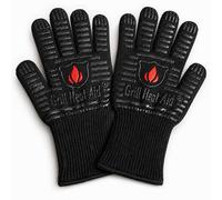 Paire de gants de barbecue résistants à la chaleur extrême (500 °C), certifiés EN407, épais, légers et souples pour cocotte, Big Green Egg, pierre à pizza, poêle en fonte, cheminée, extérieur Taille unique Full Black