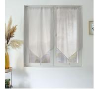 Paire de petits rideaux aspect lin finition pointe Blanc 60x90 cm