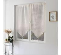 Paire de petits rideaux aspect lin finition pointe Ecru 60x90 cm