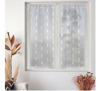 Paire de petits vitrages jacquard motif ovale Blanc 60x90 cm