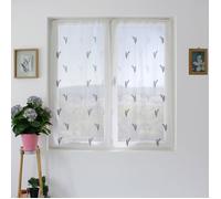 Paire de petits voilages aux broderies bicolores Gris clair 60x160 cm