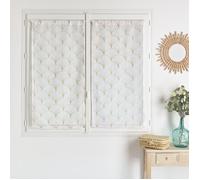 Paire de petits voilages brodés au style art déco Beige 60x120 cm