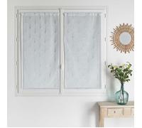Paire de petits voilages brodés au style art déco Blanc 60x160 cm