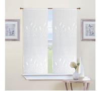 Paire de petits voilages brodés pour fenêtre Blanc 60x120 cm