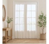 Paire de petits voilages droits finition passe tringle Blanc 90x160 cm