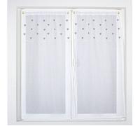 Paire de petits voilages droits sablés avec top à coeurs Gris clair 60x90 cm
