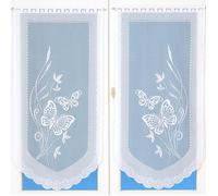 Paire de petits voilages en dentelle motifs papillons Blanc 60x120 cm