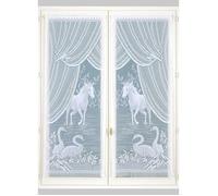 Home Maison Equestre Paire de vitrages Esprit, Polyester, Blanc, 160x60 cm