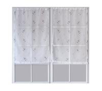 Paire de Petits voilages Motif ""Floral"" Gris clair 60x120 cm