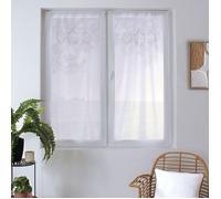 Paire de petits voilages ornée de broderies Gris 60x120 cm