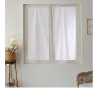 Paire de petits voilages plumetis - Effet lin Naturel 60x160 cm