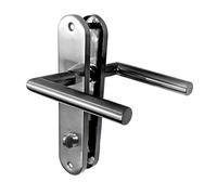 Paire de Poignée de porte sur plaque "Entraxe 165 mm" Inox 304 Mini "Mini TINA" - Condamnation sans voyant