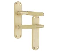 Paire de poignées de porte, finition satinée en laiton, longueur 180 mm