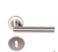 Paire de Poignées de porte sur Rosaces Rondes inox 304 +1 Paire de rosaces à trou de clé