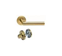 Paire de Poignées de porte "" VIF PVD OR"" sur Rosaces Rondes "" 1535 "" inox 304 KLOSE besser - Rosace: +1 Paire de rosaces condamnati