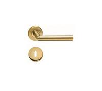 Paire de Poignées de porte "" VIF PVD OR"" sur Rosaces Rondes "" 1535 "" inox 304 KLOSE besser - Rosace: +1 Paire de rosaces à trou de