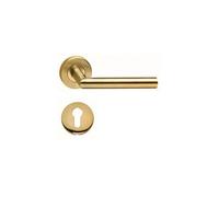 Paire de Poignées de porte "" VIF PVD OR"" sur Rosaces Rondes "" 1535 "" inox 304 KLOSE besser - Rosace: +1 Paire de rosaces cylindre