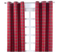 HOMESCAPES - Paire de Rideaux à œillets Rouge - Edward Tartan 137 x 182 cm