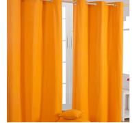 Paire de rideaux à oeillets Uni Orange 100% coton 117 x 137 cm