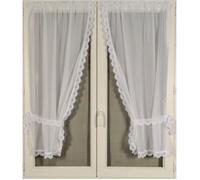 Paire de rideaux bonne femme à bord macramé Blanc 95x220 cm