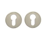 Paire de rosaces de fonction rondes - acier nickelé mat -diamètre 48mm - clé I CADAP