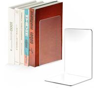 Paire de serre-livres acrylique transparent 18x12x12cm pour une organisation efficace des livres dans le bureau et l'école