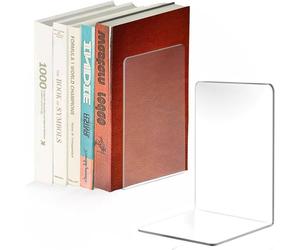 Paire de serre-livres acrylique transparent 18x12x12cm pour une organisation efficace des livres dans le bureau et l'école
