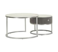 Paire de tables basses rondes Greys grises et argentées Ø70x45 et Ø50x40 cm - Réf. VK8681847410508