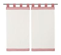 Paire De Vitrage En Lin Avec Brides En Petits Carreaux Style Bistrot - 70x160cm - Rouge
