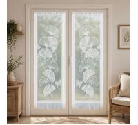 Paire de vitrages frangés dentelle motif ginkgo Blanc 60x220 cm