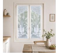 Home Maison - Paire de Vitrages Frangés en Dentelle avec Cygnes - 100% Polyester - Motif Bucolique Peint à La Main - Passe-Tringle Intégré - Prêt à Poser - 60 x 120 cm - Blanc