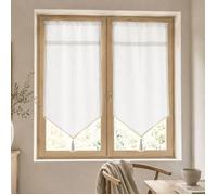 Paire de voilages à parement en macramé cœurs Blanc 60x120 cm