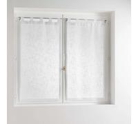 Douceur d'Intérieur, Paire Droite à Passants (2 x 45 x 120 cm) Haltona Blanc, Effet Lin Tissé