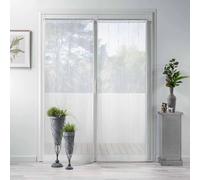 Douceur d'Intérieur, Paire Droite Passe-Tringle (2 x 70 x 200 cm) Linahe Blanc, Voile Sablé Fils Chenille
