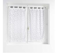 Paire de voilages Manon blanc 2 x 60 x 160 cm - 2 rideaux polyester à passants