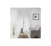 Douceur d'Intérieur, Paire Droite Passe-Tringle (2 x 70 x 200 cm) Milza Blanc, Voile Tissé