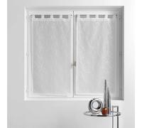 Douceur d'Intérieur – Paire de voilages Olympia – Voile sablé brodé Blanc – 2 x 60 x 160 cm