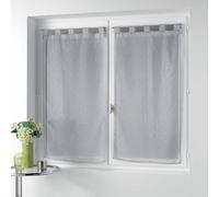 Douceur d'Intérieur, Paire Droite à Passants (2 x 60 x 160 cm) Orion Gris, Voile Imprimé Métallisé