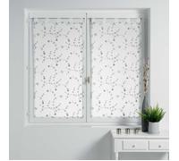 Paire droite passants 2 x 60 x 120 cm voile sable brode petite fleur Blanc/Gris