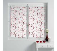 Paire droite passants 2 x 60 x 120 cm voile sable brode petite fleur Blanc/Rouge