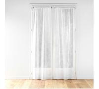 Douceur d'Intérieur, Paire Droite Passe-Tringle (2 x 70 x 240 cm) Karla Blanc, Voile Tissé Appliqué