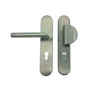 Paire Poignées Blindées de Sécurité "KLOSE besser" 1 Béquille Palière Ext.+ 1 Béquille Int. - Angle Vif - Inox 304.