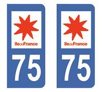 Paire Sticker immatriculation 75 - Paris