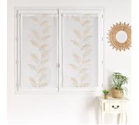 Paire voilages avec motif feuilles brodées Sable 60x120 cm
