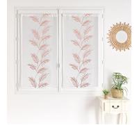 Paire voilages avec motif feuilles brodées Terracotta 45x120 cm